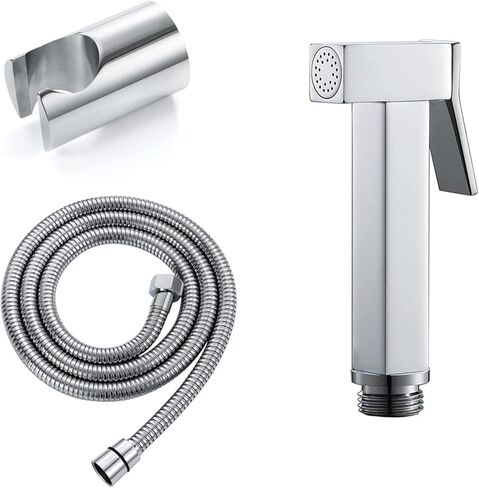 HandheldSprayer Brass Baby Cloth Diaper Sprayer Portable Square Hand Held ToiletSprayer Head withHose and Bracket, for Feminine Wash, Pet Washing,Black(Titanium Gold) in Kuwait