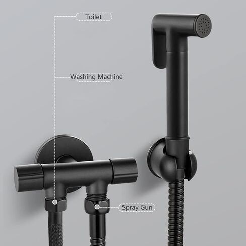 بخاخ محمول أسود للمرحاض النحاسي لحفاضات الأطفال، رأس رش المرحاض المحمول باليد مع خرطوم ودعامة، للغسيل الأنثوي، وغسيل الحيوانات الأليفة، خرطوم 3 متر (خرطوم 2 متر) in Kuwait