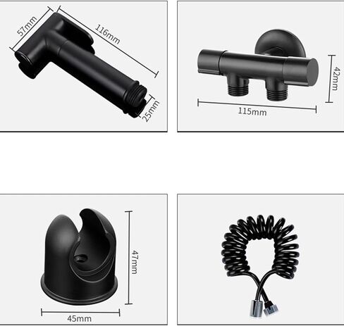 بخاخ محمول أسود للمرحاض النحاسي لحفاضات الأطفال، رأس رش المرحاض المحمول باليد مع خرطوم ودعامة، للغسيل الأنثوي، وغسيل الحيوانات الأليفة، خرطوم 3 متر (خرطوم 2 متر) in Kuwait