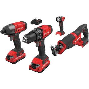 مجموعة أدوات كومبو لاسلكية مكونة من 4 أدوات من Craftsman CMCK400D2R بقدرة 20 فولت (2 أمبير في الساعة) (متجددة) in Kuwait