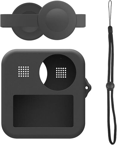 for GoPro Max Dual Lens Caps Case + Body Silicone Protective Case(Black) in Saudi Arabia