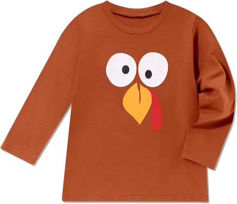 Toddler Boy Girls Thanksgiving Shirt Turkey Drop Long Sleeve Kids Thanksgiving Shirt in Saudi Arabia