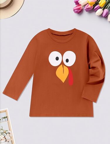 Toddler Boy Girls Thanksgiving Shirt Turkey Drop Long Sleeve Kids Thanksgiving Shirt in Saudi Arabia