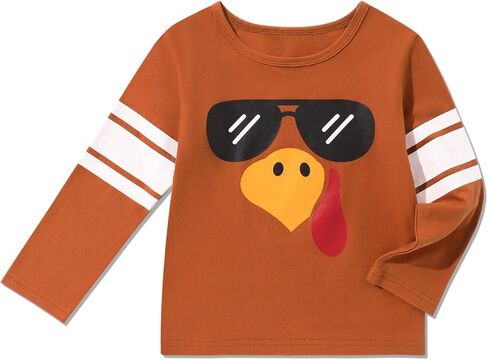 Toddler Boy Girls Thanksgiving Shirt Turkey Drop Long Sleeve Kids Thanksgiving Shirt in Saudi Arabia