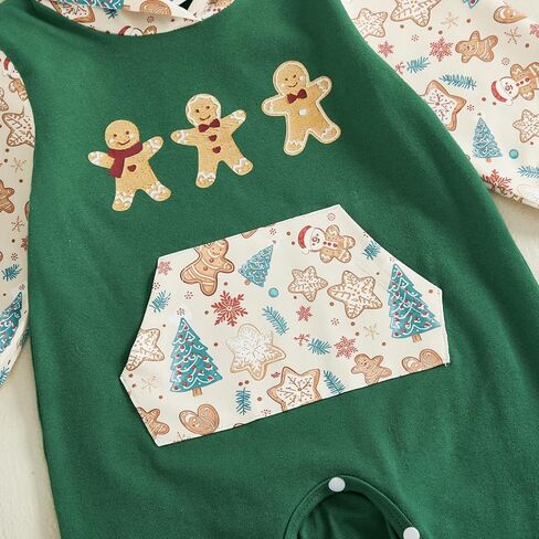 Karuedoo My First Christmas Baby Boy Outfit Newborn Letter Gingerbread Long Sleeve Hooded Romper Jumpsuit Cute Winter Clothes in Saudi Arabia