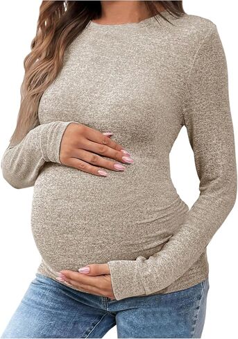 SOLY HUX Women's Maternity Shirts Long Sleeve Pregnancy Tops Crew Neck Casual Basic Tee in Saudi Arabia