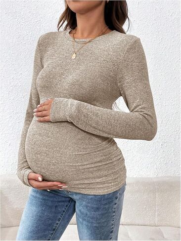 SOLY HUX Women's Maternity Shirts Long Sleeve Pregnancy Tops Crew Neck Casual Basic Tee in Saudi Arabia