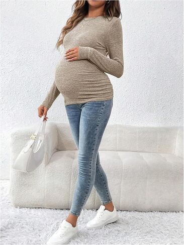 SOLY HUX Women's Maternity Shirts Long Sleeve Pregnancy Tops Crew Neck Casual Basic Tee in Saudi Arabia