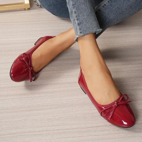 Women's Flat Shoes Comfortable Leather Round Toe Ballet Shoes Bow Slip on Driving Commuting Dress Shoes for Women Flats in Saudi Arabia