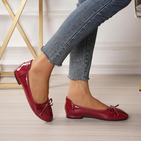 Women's Flat Shoes Comfortable Leather Round Toe Ballet Shoes Bow Slip on Driving Commuting Dress Shoes for Women Flats in Saudi Arabia