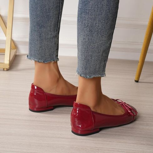 Women's Flat Shoes Comfortable Leather Round Toe Ballet Shoes Bow Slip on Driving Commuting Dress Shoes for Women Flats in Saudi Arabia