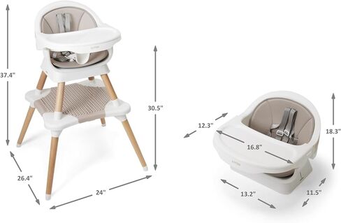 5-in-1 High Chair for Baby & Toddler - Convertible Baby Dining Seat - Portable Floor/Booster Seat - Adjustable Tray w. Cover - 5-Point Harness - Building Block Table & Chair - Stool (White) in Saudi Arabia