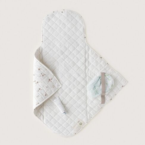 Makemake Organics Organic Portable Changing Pad GOTS Certified Organic Cotton Fill Portable Diaper Changing Mat Diaper Clutch Changing Station Kit Compact Travel Pad (33"x34", Safari) in Saudi Arabia
