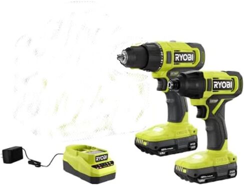 RYOBI ONE+ 18V Cordless 2-Tool Combo Kit with Drill/Driver, Impact Driver, (2) 1.5 Ah Batteries, and Charger (Renewed) in Saudi Arabia