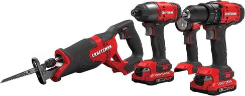 CRAFTSMAN V20 Cordless 4-Tool Power Tool Combo Kit with 2 Batteries and Charger (CMCK400D2) in Saudi Arabia