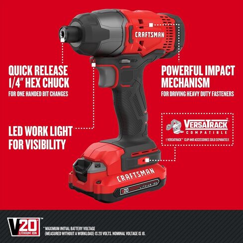 CRAFTSMAN V20 Cordless 4-Tool Power Tool Combo Kit with 2 Batteries and Charger (CMCK400D2) in Saudi Arabia