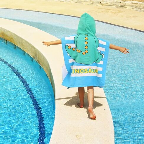 Dinosaur Beach Towel with Hood for Boys Girls Cute Kids Hooded Bath Towel Toddler Swim Pool Cover Up for 2-4 Years in Saudi Arabia