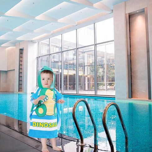 Dinosaur Beach Towel with Hood for Boys Girls Cute Kids Hooded Bath Towel Toddler Swim Pool Cover Up for 2-4 Years in Saudi Arabia