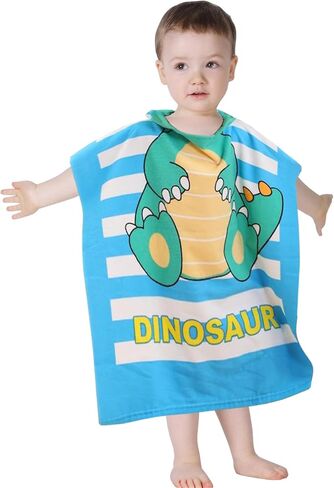 Dinosaur Beach Towel with Hood for Boys Girls Cute Kids Hooded Bath Towel Toddler Swim Pool Cover Up for 2-4 Years in Saudi Arabia