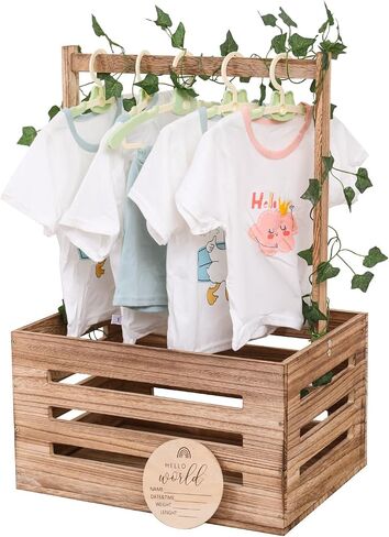 Wooden Baby Shower Crate Closet, Baby Basket with Handle, Personalized Baby Gifts Basket, Storage Basket in Saudi Arabia