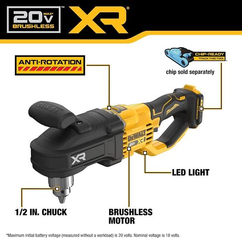 DEWALT 20V MAX XR بدون فرش لاسلكي 1/2 بوصة. مثقاب مدمج ورافعة (أداة فقط) (DCD446B) in Saudi Arabia