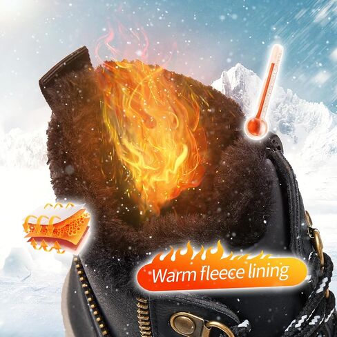 Adokoo Boots for Women Waterproof Fall Winter Ankle Boots Snow Platform Black Boots with Side Zipper Lace Up Non Slip for Hiking Work in Saudi Arabia