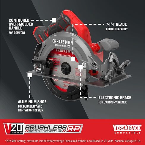 منشار دائري لاسلكي من CRAFTSMAN V20 RP، 7-1/4 بوصة، أداة عارية فقط (CMCS551B) (متجدد) in Kuwait