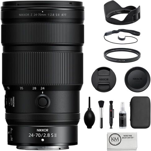 Nikon NIKKOR Z 24-70mm f/2.8 S II Lens Compatible with Nikon Z Mount (Full Frame Bundle with 77mm UV Filter + Lens Cap Keeper + Cleaning Kit + Cleaning Cloth (5 Items) in Saudi Arabia