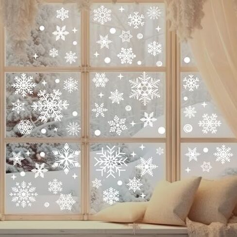 4Pcs Christmas Decorative Glass Window Stickers Santa Claus Snowman Elk Electrostatic Wall Sticker Xmas Ornaments (Snowflake) in Saudi Arabia