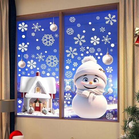 4Pcs Christmas Decorative Glass Window Stickers Santa Claus Snowman Elk Electrostatic Wall Sticker Xmas Ornaments (Snowflake) in Saudi Arabia