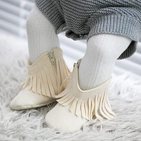 Baby Girls Cowboy Tassel Boots Winter Snow Boots Side Zipper Soft Sole Boots Newborn Warm First Walker Crib Outdoor Shoes in Saudi Arabia