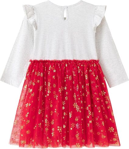 Toddler Girls Christmas Tulle Dress Long Sleeve Princess Tutu A-Line Dresses Baby Xmas Outfits 2-7 Years in Saudi Arabia