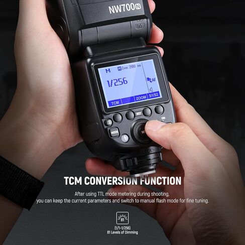 NEEWER NW700-N TTL Flash Speedlite متوافق مع كاميرات Nikon DSLR، مزامنة عالية السرعة 1/8000 ثانية، مخرج 1/1-1/256، وظيفة TCM، 230 فلاش طاقة كامل، إعادة تدوير سريعة 0.1-2.7 ثانية، البطاريات غير متضمنة in Kuwait
