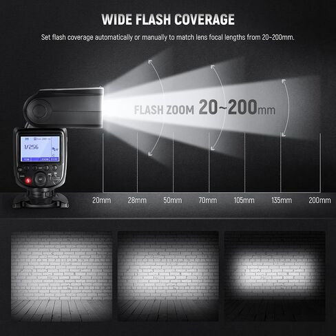 NEEWER NW700-N TTL Flash Speedlite متوافق مع كاميرات Nikon DSLR، مزامنة عالية السرعة 1/8000 ثانية، مخرج 1/1-1/256، وظيفة TCM، 230 فلاش طاقة كامل، إعادة تدوير سريعة 0.1-2.7 ثانية، البطاريات غير متضمنة in Kuwait