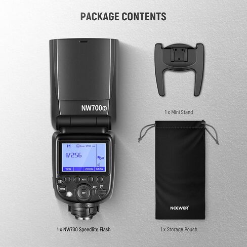 NEEWER NW700-N TTL Flash Speedlite متوافق مع كاميرات Nikon DSLR، مزامنة عالية السرعة 1/8000 ثانية، مخرج 1/1-1/256، وظيفة TCM، 230 فلاش طاقة كامل، إعادة تدوير سريعة 0.1-2.7 ثانية، البطاريات غير متضمنة in Kuwait