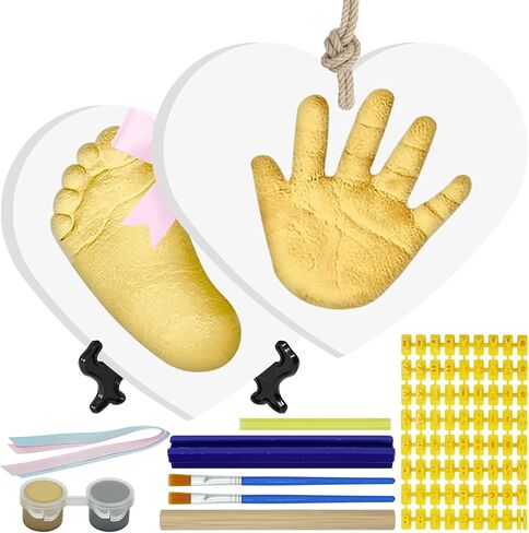 Baby & Pet Handprint Footprint Paw Print Keepsake Kit – Non-Toxic Air-Dry Clay, Makes 2 Ornaments, Perfect for Twins, Newborn, Dogs, Cats, Baby Shower, New Mom & Pet Memorial Gifts in Saudi Arabia
