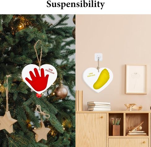 Baby & Pet Handprint Footprint Paw Print Keepsake Kit – Non-Toxic Air-Dry Clay, Makes 2 Ornaments, Perfect for Twins, Newborn, Dogs, Cats, Baby Shower, New Mom & Pet Memorial Gifts in Saudi Arabia