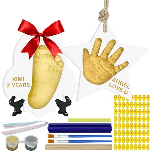 Baby & Pet Handprint Footprint Paw Print Keepsake Kit – Non-Toxic Air-Dry Clay, Makes 2 Ornaments, Perfect for Twins, Newborn, Dogs, Cats, Baby Shower, New Mom & Pet Memorial Gifts in Saudi Arabia