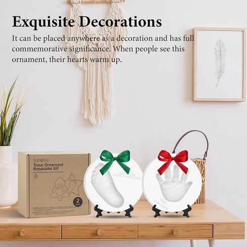 Baby & Pet Handprint Footprint Paw Print Keepsake Kit – Non-Toxic Air-Dry Clay, Makes 2 Ornaments, Perfect for Twins, Newborn, Dogs, Cats, Baby Shower, New Mom & Pet Memorial Gifts in Saudi Arabia