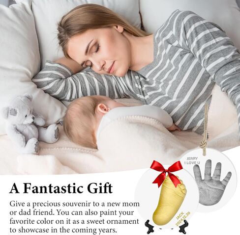 Baby & Pet Handprint Footprint Paw Print Keepsake Kit – Non-Toxic Air-Dry Clay, Makes 2 Ornaments, Perfect for Twins, Newborn, Dogs, Cats, Baby Shower, New Mom & Pet Memorial Gifts in Saudi Arabia