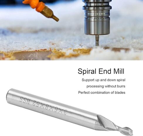 Spiral End Mill,High Speed Steel 2 Flute Straight Shank CNC Milling Cutter Tool Hardware for Acrylic,Wood,Compression,Aluminum in Saudi Arabia