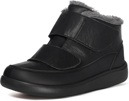 Hsyooes Diabetic Boots for Women Wide Width Winter Snow Boots Warm Fur Lining Water Resistant Anti-slip Snow Shoes Comfortable Adjustable Straps Winter Shoes for Swollen Feet in Kuwait