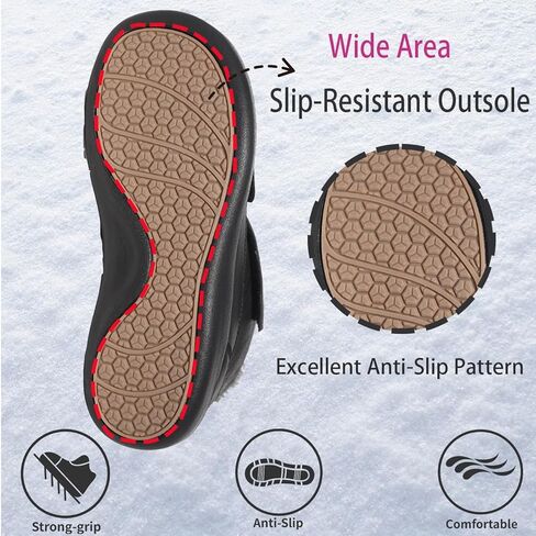 Hsyooes Diabetic Boots for Women Wide Width Winter Snow Boots Warm Fur Lining Water Resistant Anti-slip Snow Shoes Comfortable Adjustable Straps Winter Shoes for Swollen Feet in Kuwait