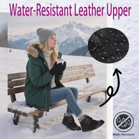 Hsyooes Diabetic Boots for Women Wide Width Winter Snow Boots Warm Fur Lining Water Resistant Anti-slip Snow Shoes Comfortable Adjustable Straps Winter Shoes for Swollen Feet in Kuwait