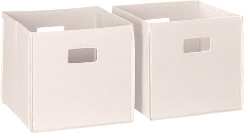 RiverRidge Kids 2pc Fabric Collapsible Storage Cube Organizers with Handles for Playroom Organization - Cream in Kuwait