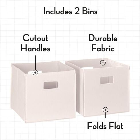 RiverRidge Kids 2pc Fabric Collapsible Storage Cube Organizers with Handles for Playroom Organization - Cream in Kuwait
