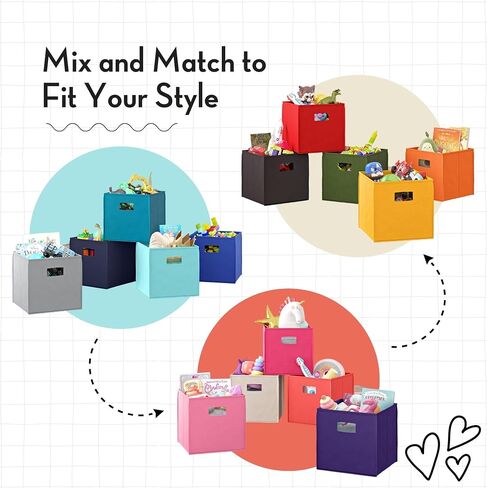 RiverRidge Kids 2pc Fabric Collapsible Storage Cube Organizers with Handles for Playroom Organization - Cream in Kuwait