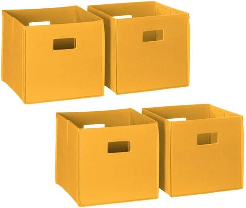 RiverRidge Kids 2pc Fabric Collapsible Storage Cube Organizers with Handles for Playroom Organization - Cream in Kuwait