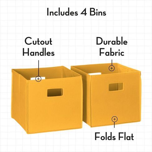 RiverRidge Kids 2pc Fabric Collapsible Storage Cube Organizers with Handles for Playroom Organization - Cream in Kuwait