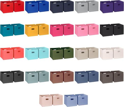 RiverRidge Kids 2pc Fabric Collapsible Storage Cube Organizers with Handles for Playroom Organization - Cream in Kuwait